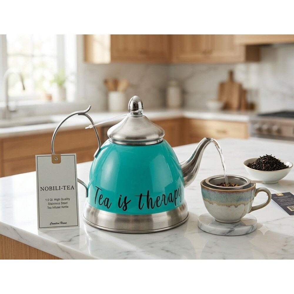 Creative Home Nobili-Tea Aqua Kettle 1.0 Qt Removable Tea Infuser Stainless